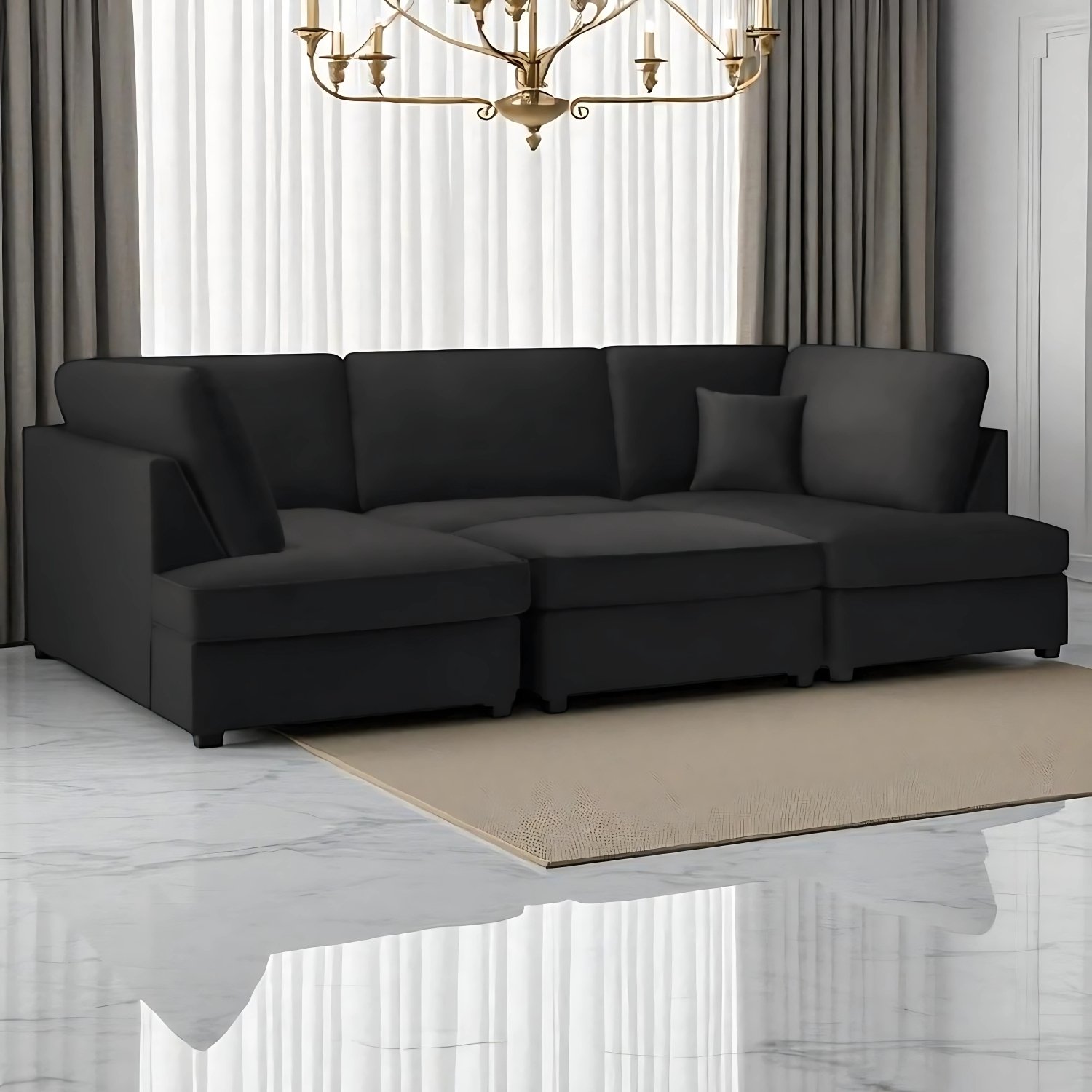 carnaby plush fabric sofa