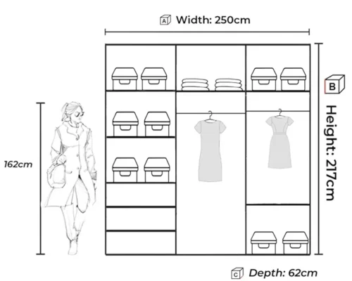 chicago all color sliding wardrobe including 250cm