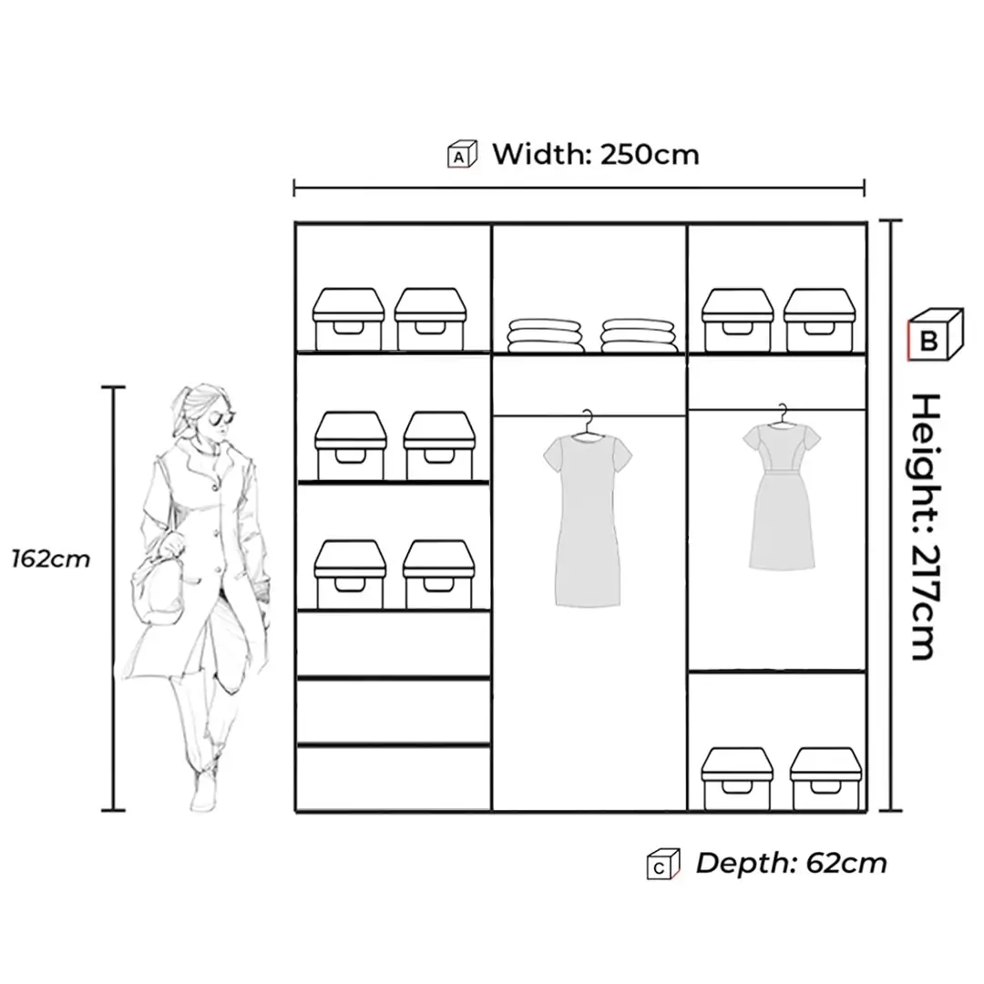 chicago all color sliding wardrobe including 250cm