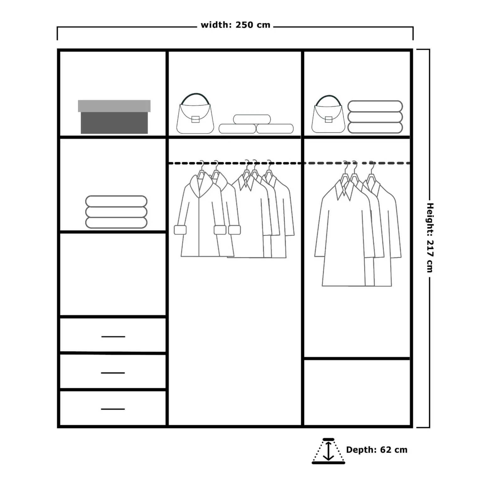 vision 250cm wardrobe