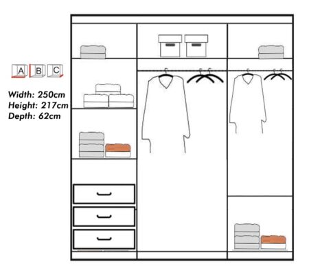 etna 250cm wardrobe