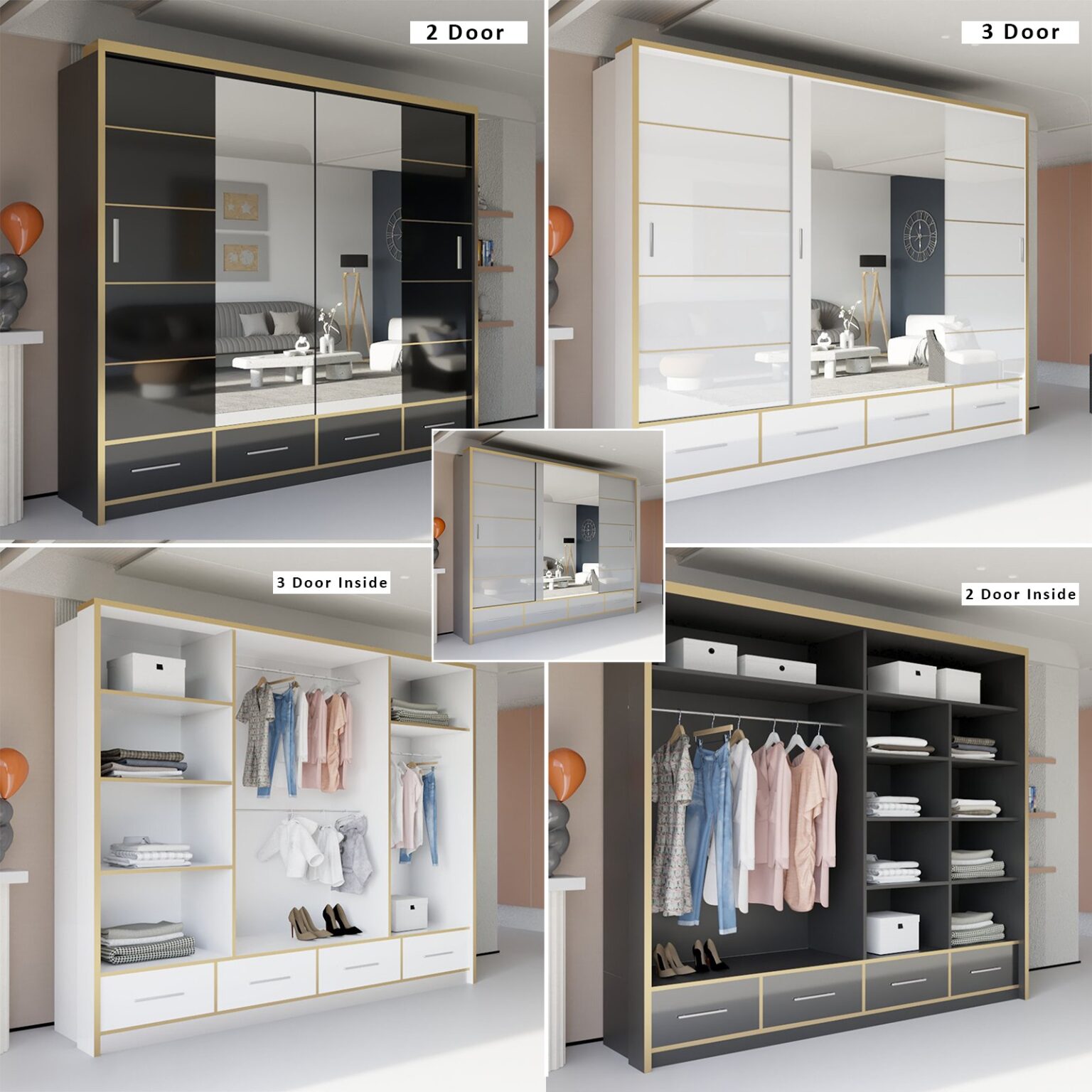 sydney high gloss wardrobe