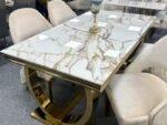 ariana marble dining table w160cm x d90cm x h75cm, white cream & gold