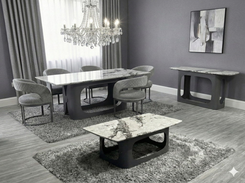 lina marble dining table grey metal base
