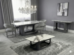 lina marble dining table grey metal base