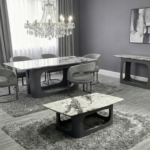 lina marble dining table grey metal base