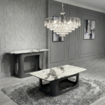 lina marble dining table grey metal base