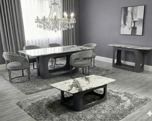 lina marble dining table grey metal base