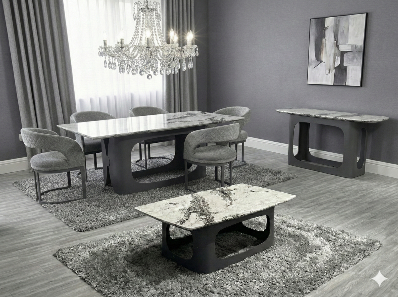 lina marble dining table grey metal base