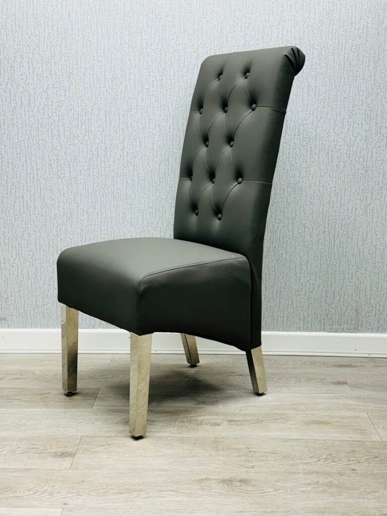 valentino chair pu leather grey