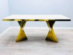 ravello marble dinning table cream & gold