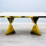 ravello marble dinning table cream & gold