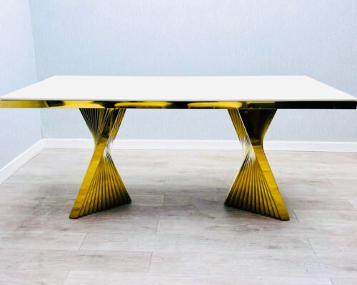 ravello marble dinning table cream & gold