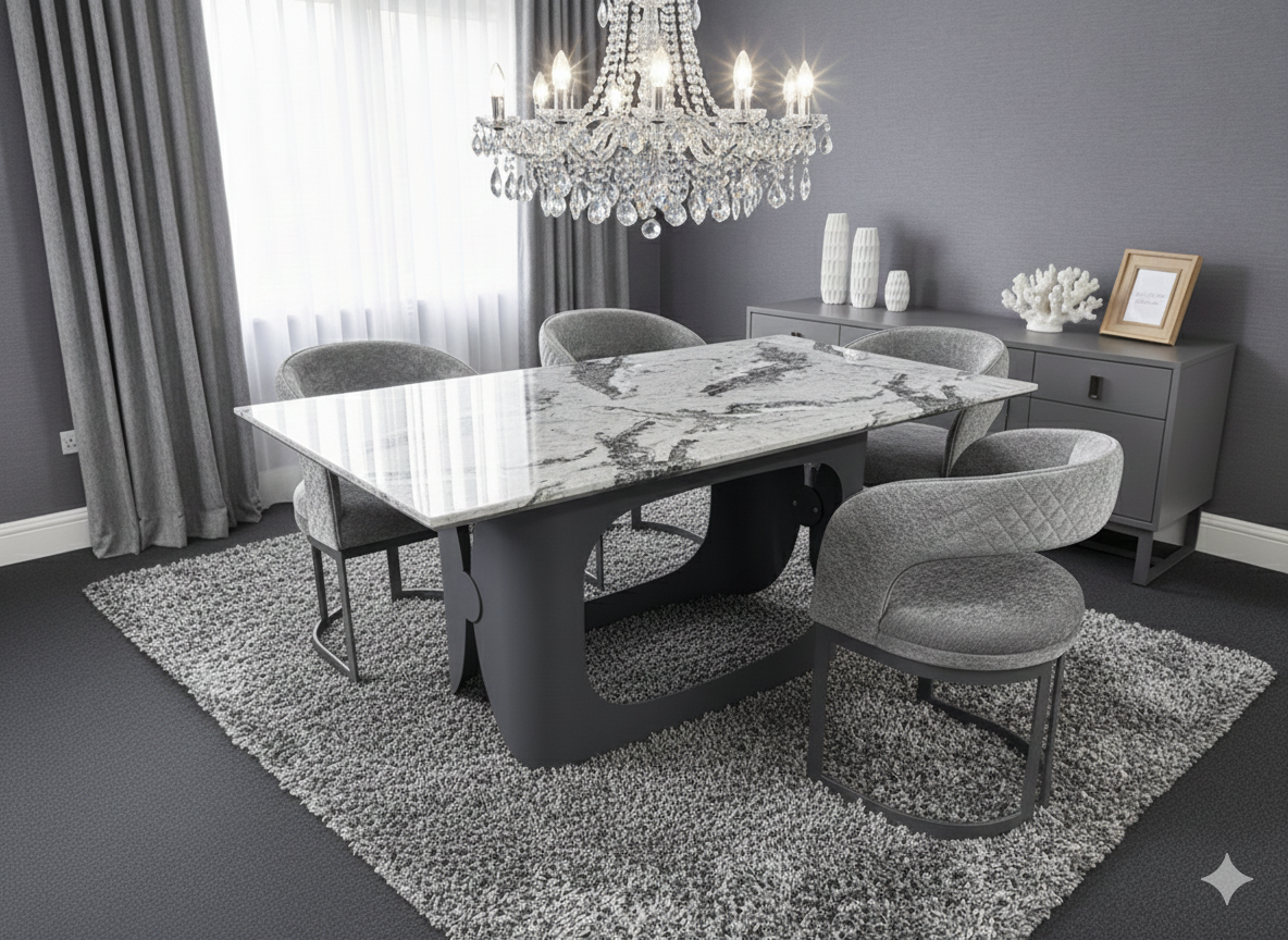 lina marble dining table grey metal base