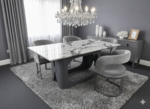 lina marble dining table grey metal base