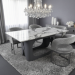 lina marble dining table grey metal base