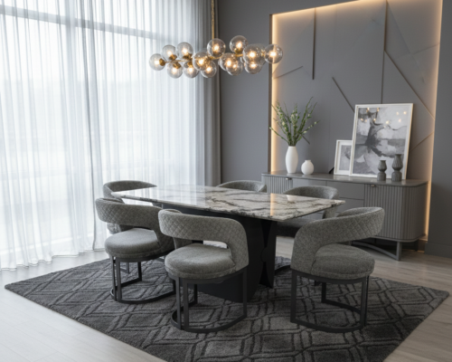 lina marble dining table grey metal base