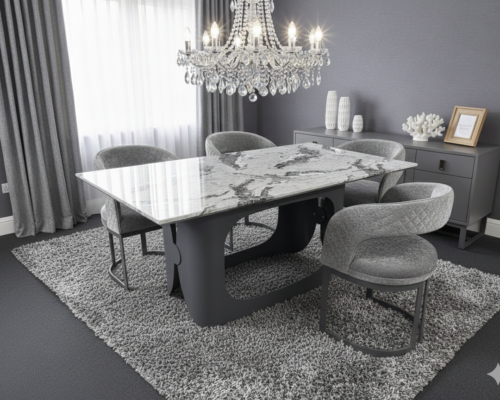 lina marble dining table grey metal base