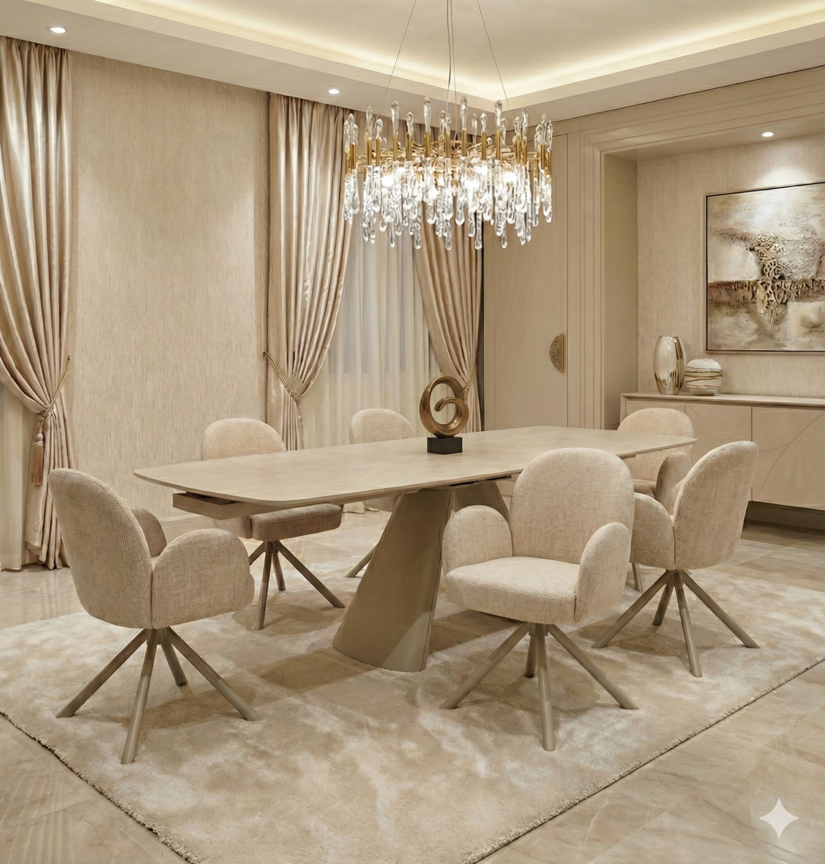 gstaad extendable sintered stone table grey