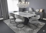 lina marble dining table grey metal base