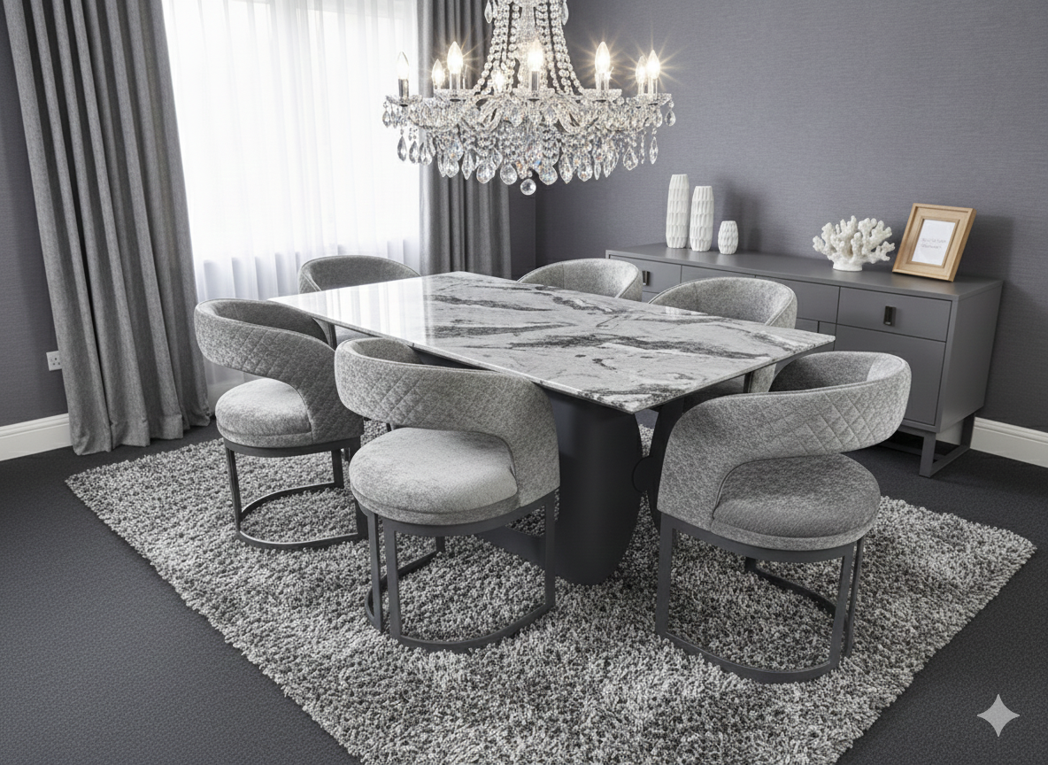 lina marble dining table grey metal base