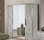 design serena light grey 4 door wardrobe (2 central mirrors)
