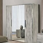 design serena light grey 4 door wardrobe (2 central mirrors)