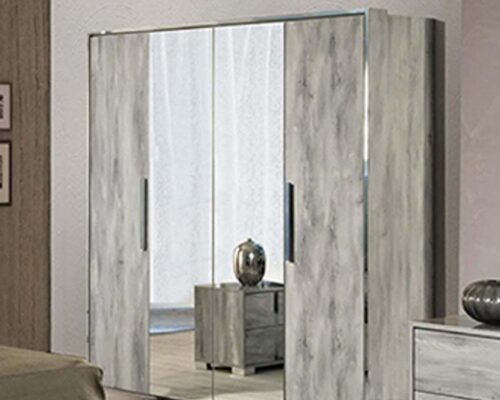 design serena light grey 4 door wardrobe (2 central mirrors)