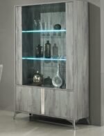 alexa light grey glossy 2 door vitrine