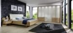 serena plus 300 cm 6 door 3 drawer left and right bi fold panorama wardrobe with champagne glass front