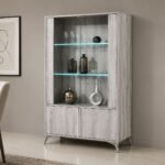 alexa light grey glossy 2 door vitrine