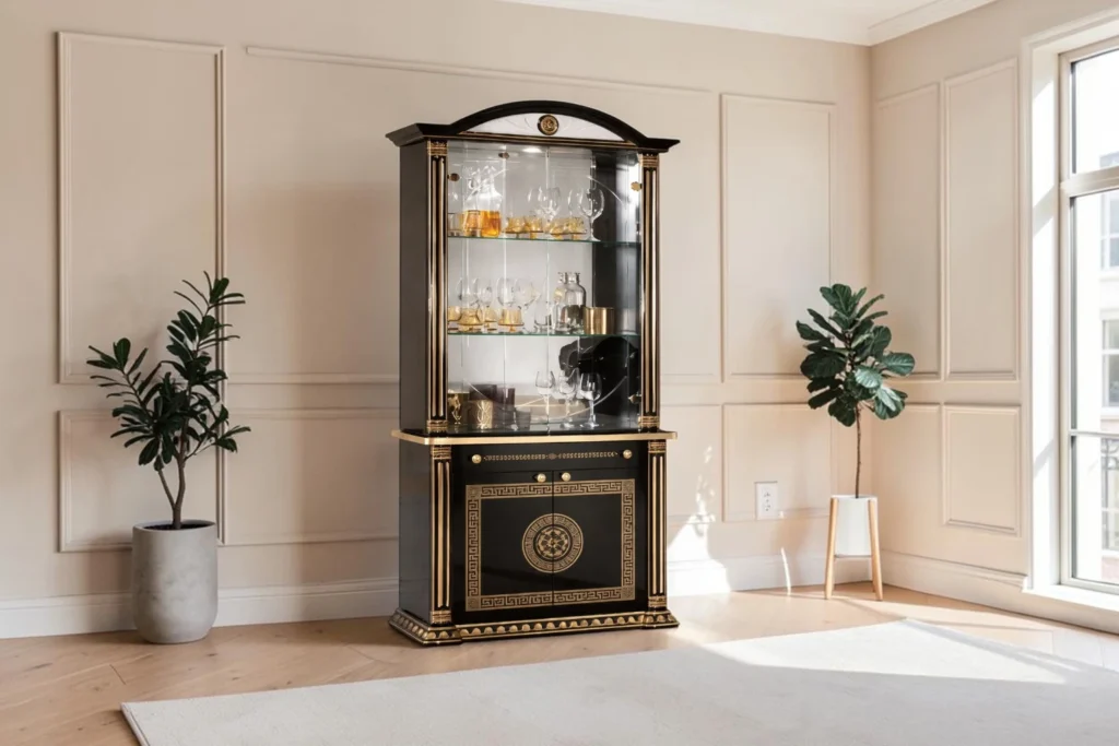 aurora black gold 2 door cabinet