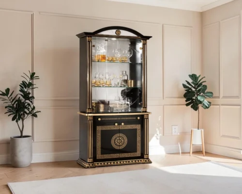 aurora black gold 2 door cabinet
