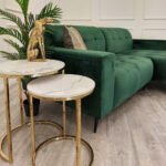cato nest of 2 tall gold end tables with polar white sintered stone tops