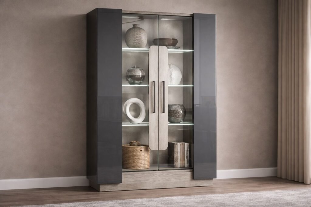 york glass display 2 door cabinet