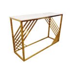 azure gold console table with polar white sintered top