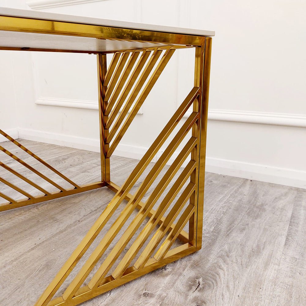 azure gold lamp table with polar white sintered top