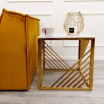azure gold lamp table with polar white sintered top