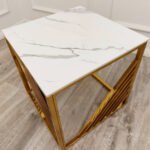azure gold lamp table with polar white sintered top