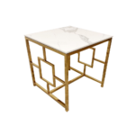 geo gold lamp table with polar white sintered top