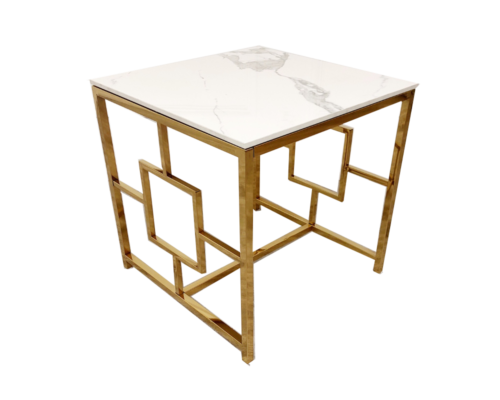 geo gold lamp table with polar white sintered top