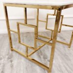 geo gold lamp table with polar white sintered top