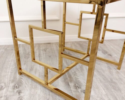 geo gold lamp table with polar white sintered top