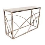 stella chrome console table with stomach ash grey sintered top