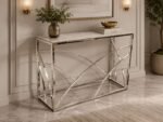 stella chrome console table with stomach ash grey sintered top