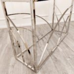 stella chrome console table with stomach ash grey sintered top
