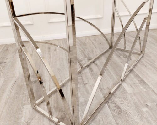 stella chrome console table with stomach ash grey sintered top