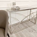 stella chrome console table with stomach ash grey sintered top
