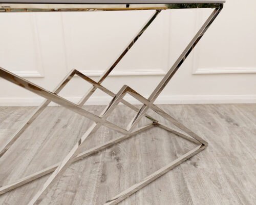 vesta chrome console table with stomach ash sintered stone top