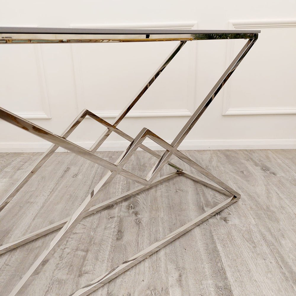 vesta chrome console table with stomach ash sintered stone top